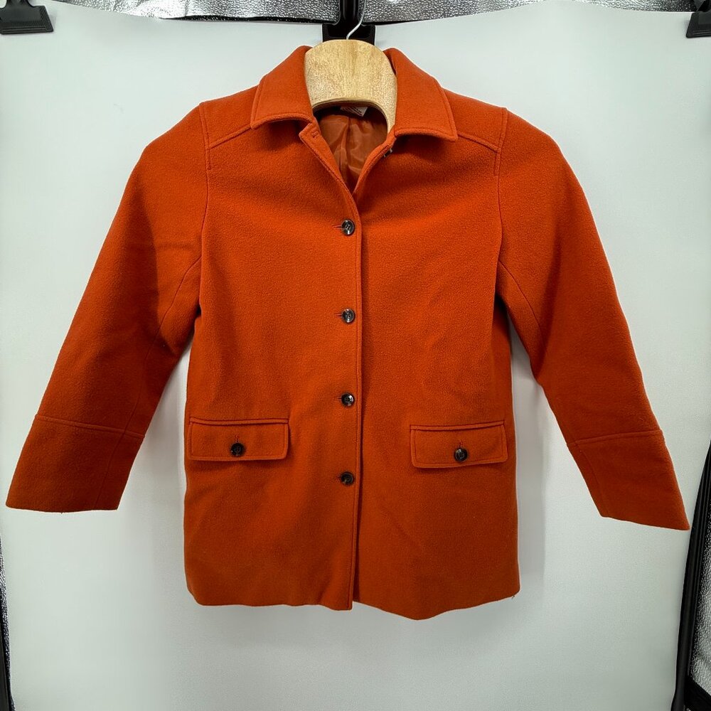 Harve Benard Womens Rust Orange Wool Cashmere Jacket Pea Coat Size‎ 10 Winter